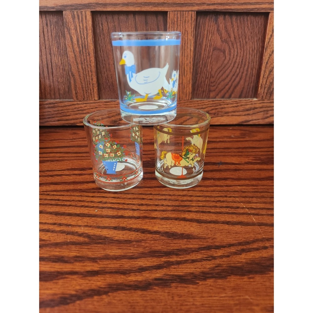 Lot Of Three Vintage Pokee Votive Candle Holders Goose Flowers Carousel Horse